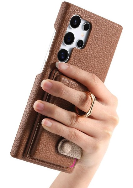 Samsung Galaxy S24 Ultra Halka Standı Premium Dokulu Deri Kılıf (Yurt Dışından) fiyatları