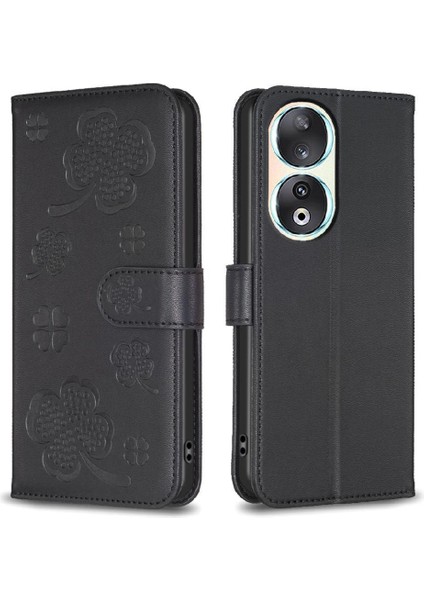 Onur Için Flip Case 90 5g Pu Deri Yonca Çiçek Kart Yuvaları Tutucu (Yurt Dışından)