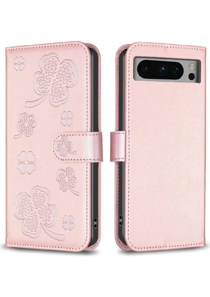 Google Piksel 8 Pro Çok Renkli Pu Deri Cüzdan Yonca Kartı Için Flip Case (Yurt Dışından)