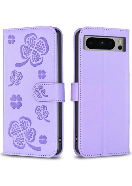 Google Piksel 8 Pro Çok Renkli Pu Deri Cüzdan Yonca Kartı Için Flip Case (Yurt Dışından)