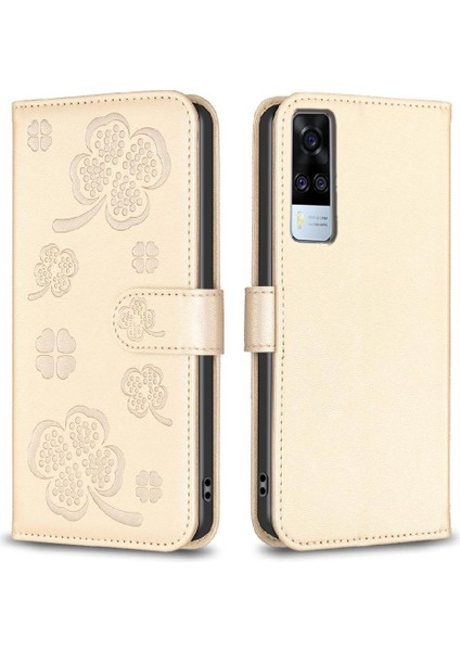Vıvo Y51/Y51S/VIVO 1A Cüzdan Yonca Çiçek Pu Deri Kart Için Flip Case (Yurt Dışından)
