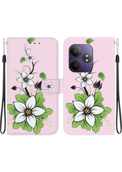 Realme Gt 6t Kelebek Çiçek Boyalı Manyetik Kapatma Cüzdan Pu (Yurt Dışından)