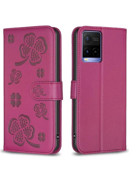 Vıvo Y21 Için Flip CASE/Y21S/Y33S Çok Renkli Cüzdan Yonca Çiçek Pu Kart (Yurt Dışından)