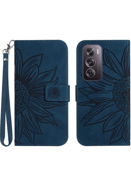 Oppo RENO12 5g Kabartmalı Ayçiçeği Flip Cüzdan Telefon Kılıfı Için Pu (Yurt Dışından)