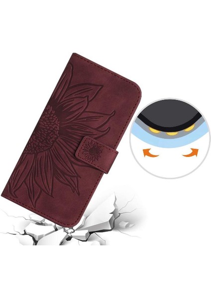 Oppo RENO12 5g Kabartmalı Ayçiçeği Flip Cüzdan Telefon Kılıfı Için Pu (Yurt Dışından) modelleri