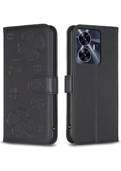 Realme C35 Cüzdan Yonca Çiçek Kart Yuvaları Tutucu Kickstand Için Flip Case (Yurt Dışından)