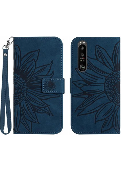 Sony Xperia 1 Vı Kabartmalı Ayçiçeği Lüks Pu Deri Kart ile (Yurt Dışından)