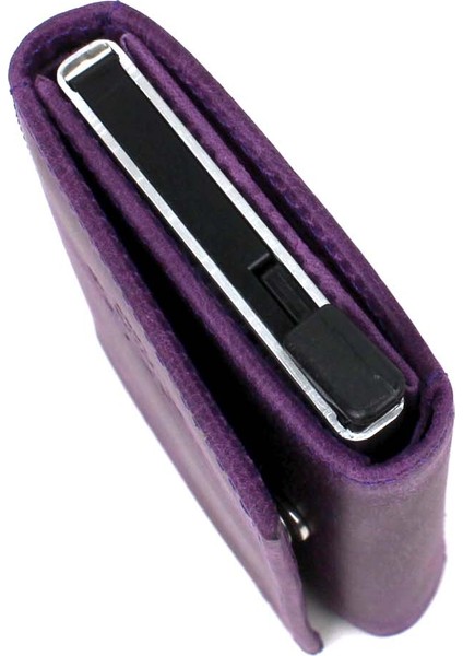 Unisex Mor Hakiki Deri Mekanızmalı Cüzdan Kartlık fırsatları