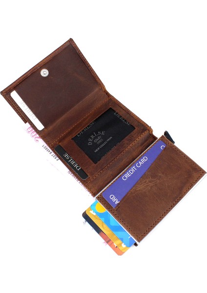 Unisex Taba Hakiki Deri Mekanızmalı Cüzdan Kartlık fiyatları