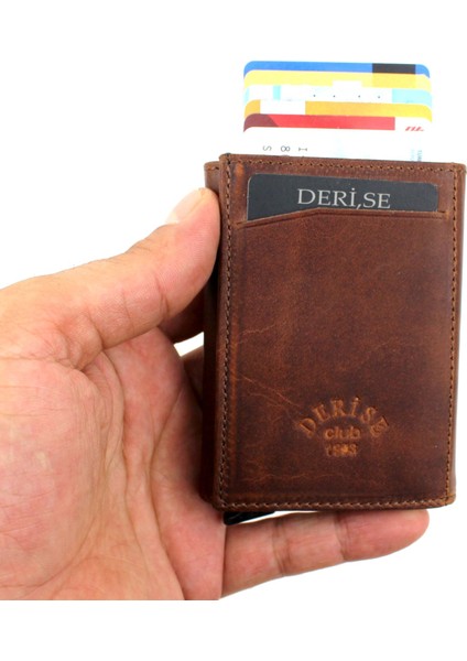 Unisex Taba Hakiki Deri Mekanızmalı Cüzdan Kartlık fırsatları