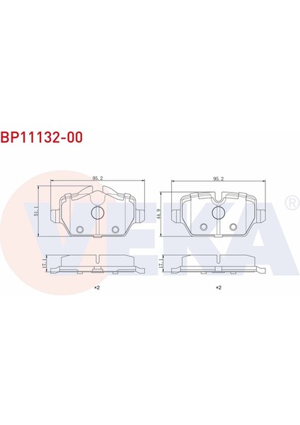 Fren Balatası Bmw Arka 1 Serısı (E87) 116 I 2003-2012/ 118 I 2003-2012/ 120 I 2003-2012/ 1 Serısı