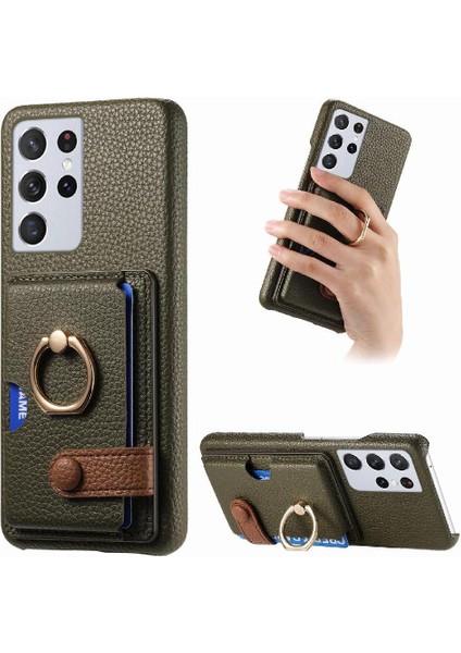 Samsung Galaxy S21 Ultra Kart Yuvaları Halka Standı Premium Dokulu (Yurt Dışından)