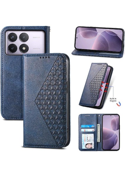 Xiaomi Poco F6 Pro 5g Için Flip Case Standı Cüzdan El Kayışı Eşkenar Dörtgen Şekli (Yurt Dışından)