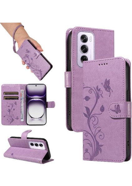 Oppo Hand 12 5g Için Kılıf ve Kart Yuvası El Yüksek ile Kabartmalı Kelebek (Yurt Dışından)