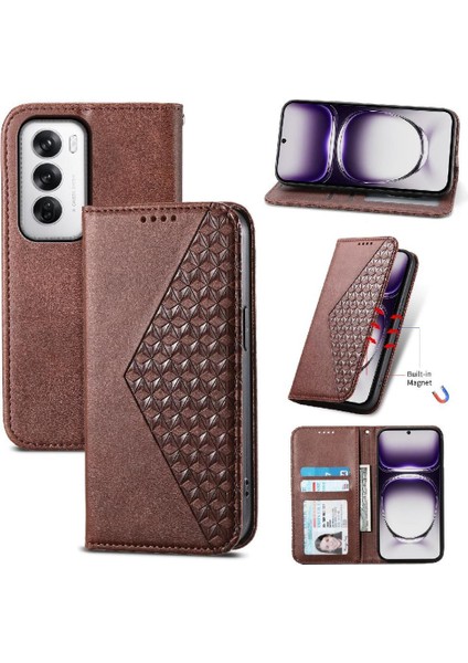 Oppo Oppo 12 5g Günlük Kullanım Için Flip Case Standı Cüzdan Eşkenar Dörtgen Şekli El (Yurt Dışından)