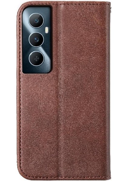 Realme C65 Eşkenar Dörtgen Şekli Günlük Kullanım Için Flip Case El Kayışı Standı Cüzdan (Yurt Dışından)