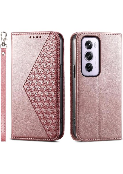Oppo Oppo 12 Pro 5g Için Flip Case Standı El Kayışı Eşkenar Dörtgen Şekli Günlük Kullanım (Yurt Dışından) modelleri