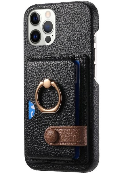 IPhone 12 Için Kılıf Pro Premium Dokulu Deri Kart Yuvaları Halka Standı (Yurt Dışından) indirimleri