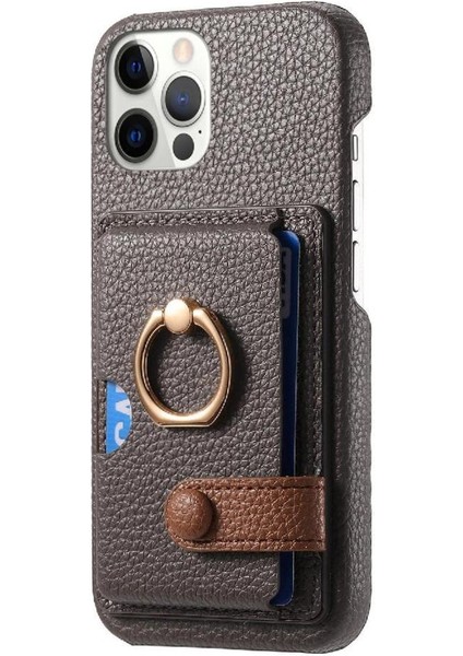 IPhone 12 Için Kılıf Pro Max Halka Standı Premium Dokulu Deri Kart Yuvaları (Yurt Dışından) indirimleri