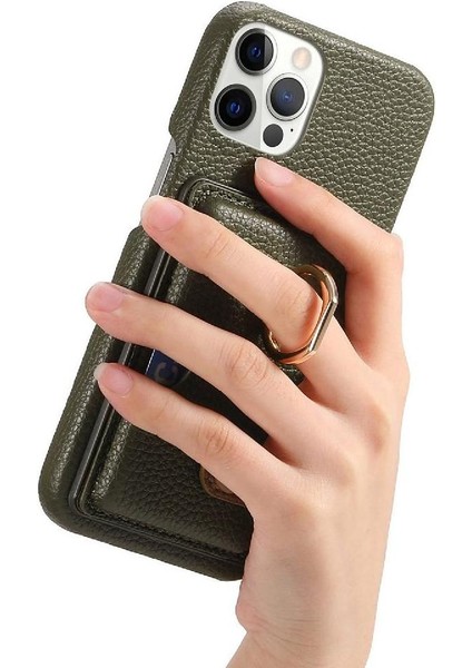 IPhone 12 Için Kılıf Pro Premium Dokulu Deri Kart Yuvaları Halka Standı (Yurt Dışından) modelleri