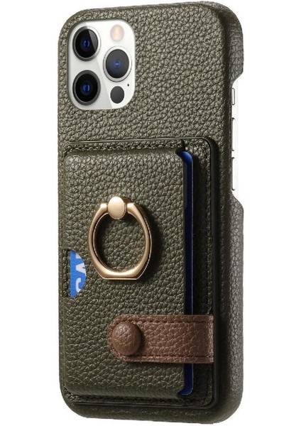 IPhone 12 Için Kılıf Pro Premium Dokulu Deri Kart Yuvaları Halka Standı (Yurt Dışından) indirimleri