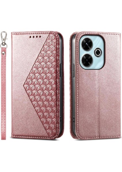 Xiaomi Redmi Için Flip Case 13 4g Cüzdan El Kayışı Günlük Kullanım Eşkenar Dörtgen Şekli (Yurt Dışından)