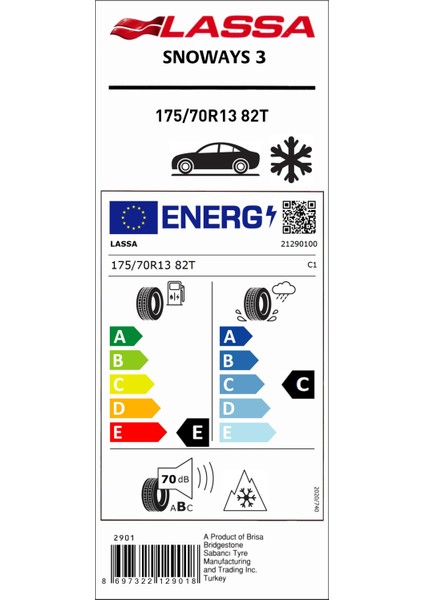 175 70 R13 82T Snoways 3 Kış Lastiği (Üretim Yılı: 2024)
