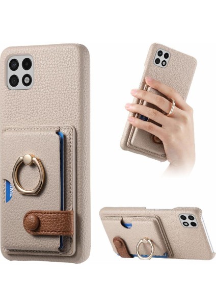Samsung Galaxy A22 5g Kart Yuvaları Premium Dokulu Deri Yüzük (Yurt Dışından)