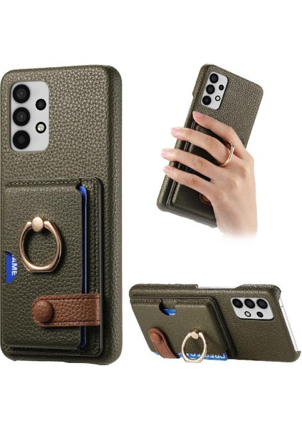Samsung Galaxy A32 4g Kart Yuvaları Için Kılıf Premium Dokulu Deri Yüzük (Yurt Dışından)