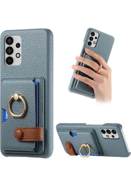 Samsung Galaxy A32 5g Premium Dokulu Deri Kart Yuvaları Halka (Yurt Dışından)