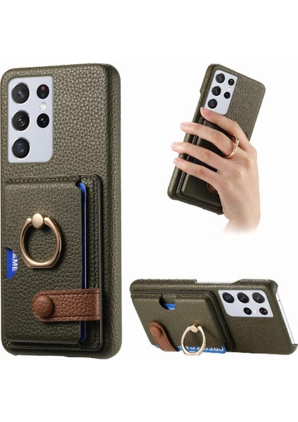 Samsung Galaxy S21 Ultra Kart Yuvaları Halka Standı Premium Dokulu (Yurt Dışından)