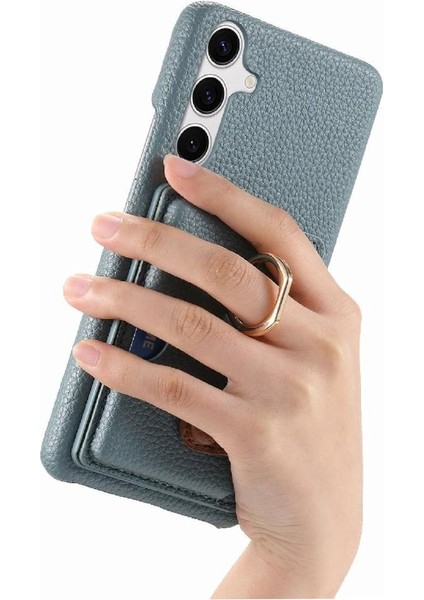 Samsung Galaxy S24 Premium Dokulu Deri Kart Yuvaları Halka Standı (Yurt Dışından) modelleri