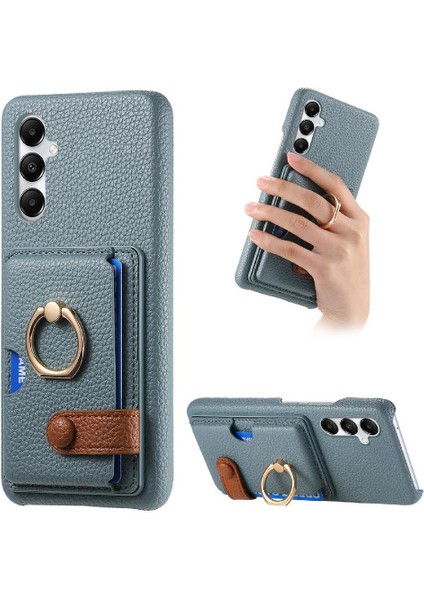 Samsung Galaxy A05S Premium Dokulu Deri Yüzük Standı Kart Yuvaları (Yurt Dışından)
