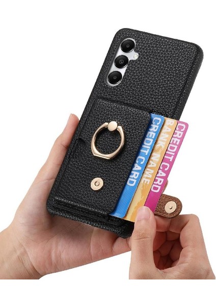 Samsung Galaxy A05S Premium Dokulu Deri Yüzük Standı Kart Yuvaları (Yurt Dışından) indirimleri