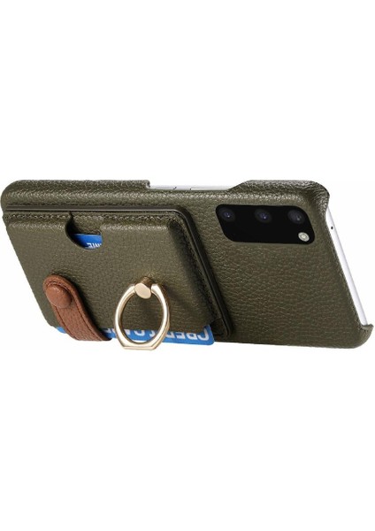 Samsung Galaxy S20 Halka Standı Kart Yuvaları Premium Dokulu Deri (Yurt Dışından)