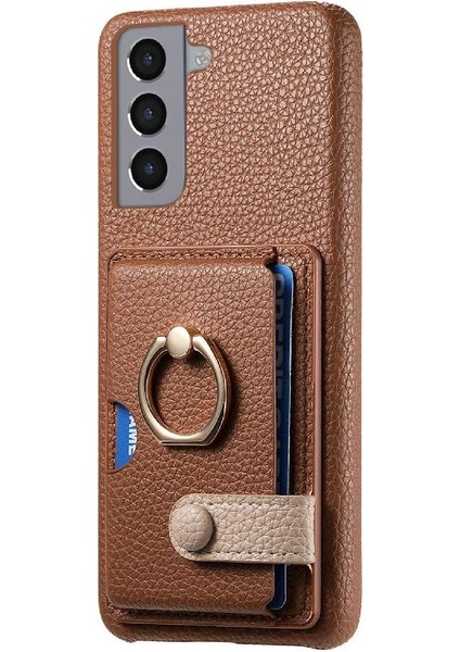 Samsung Galaxy S21 Kart Yuvaları Halka Standı Premium Dokulu Deri (Yurt Dışından) fiyatları