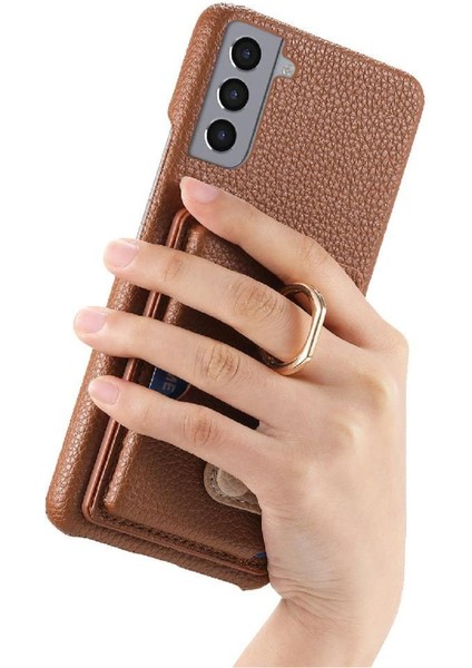 Samsung Galaxy S21 Kart Yuvaları Halka Standı Premium Dokulu Deri (Yurt Dışından) indirimleri