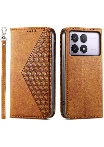Xiaomi Poco F6 Pro 5g Için Flip Case Standı Cüzdan El Kayışı Eşkenar Dörtgen Şekli (Yurt Dışından)