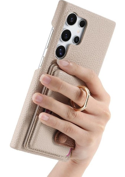 Samsung Galaxy S24 Ultra Halka Standı Premium Dokulu Deri Kılıf (Yurt Dışından) fiyatları