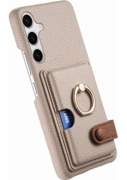 Samsung Galaxy S24 Premium Dokulu Deri Kart Yuvaları Halka Standı (Yurt Dışından) fırsatları