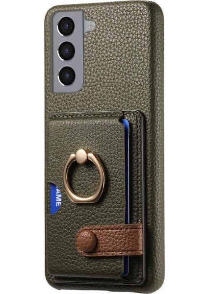 Samsung Galaxy S21 Kart Yuvaları Halka Standı Premium Dokulu Deri (Yurt Dışından) indirimleri