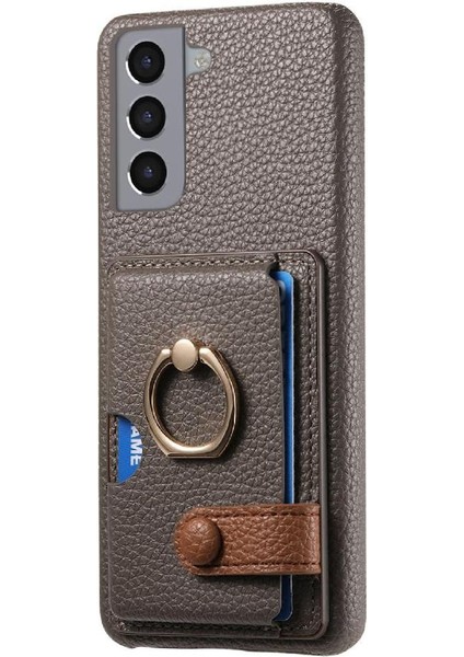Samsung Galaxy S21 Kart Yuvaları Halka Standı Premium Dokulu Deri (Yurt Dışından) indirimleri