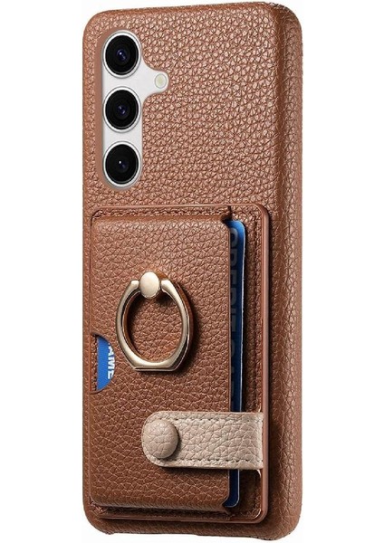 Samsung Galaxy S24 Premium Dokulu Deri Kart Yuvaları Halka Standı (Yurt Dışından) fiyatları