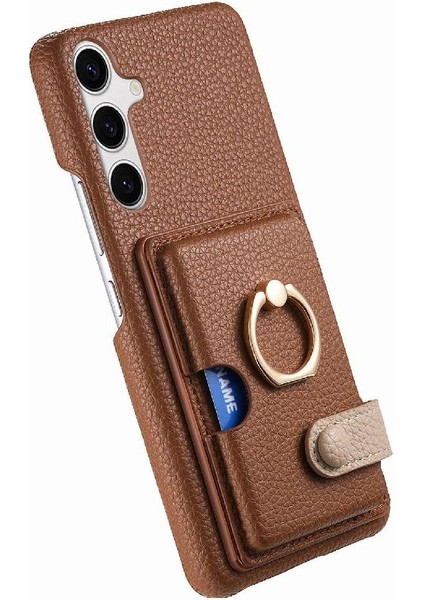 Samsung Galaxy S24 Premium Dokulu Deri Kart Yuvaları Halka Standı (Yurt Dışından) modelleri