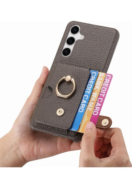 Samsung Galaxy S24 Premium Dokulu Deri Kart Yuvaları Halka Standı (Yurt Dışından) fırsatları