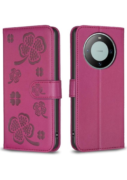 Huawei Mate 60 Için Flip Case Kart Yuvaları Tutucu Kickstand Yonca Çiçek Pu (Yurt Dışından)