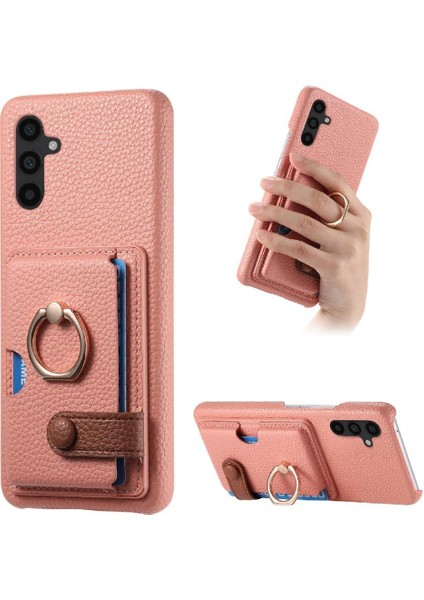 Samsung Galaxy A34 Halka Standı Kart Yuvaları Premium Dokulu Deri (Yurt Dışından)