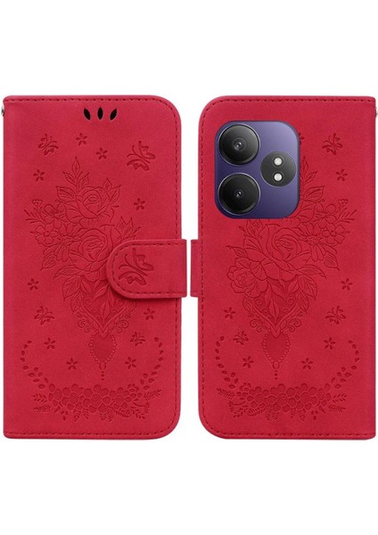 Realme Gt Neo6 Cüzdan Durumda Kabartma Gül Çiçekler Kickstand Flip Pu (Yurt Dışından)