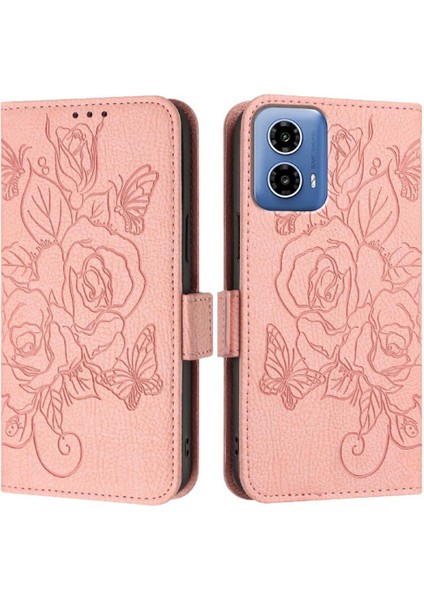 Kredi Kartı Yuvası Manyetik Cüzdan ile Motorola Moto G34 Pu Deri Kılıf (Yurt Dışından)