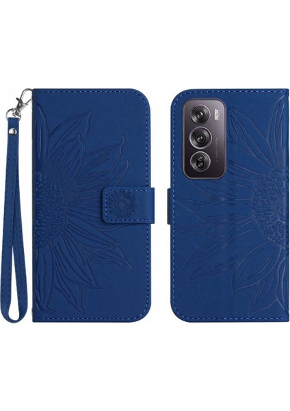Kart Yuvaları Tutucu Kabartmalı Pu ile Oppo RENO12 Pro 5g Kısa Kayış Için Kılıf (Yurt Dışından)
